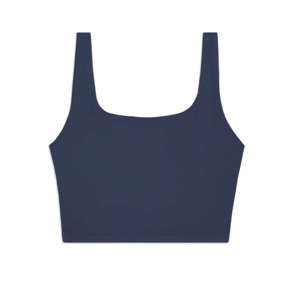 Blue straight neck tank top